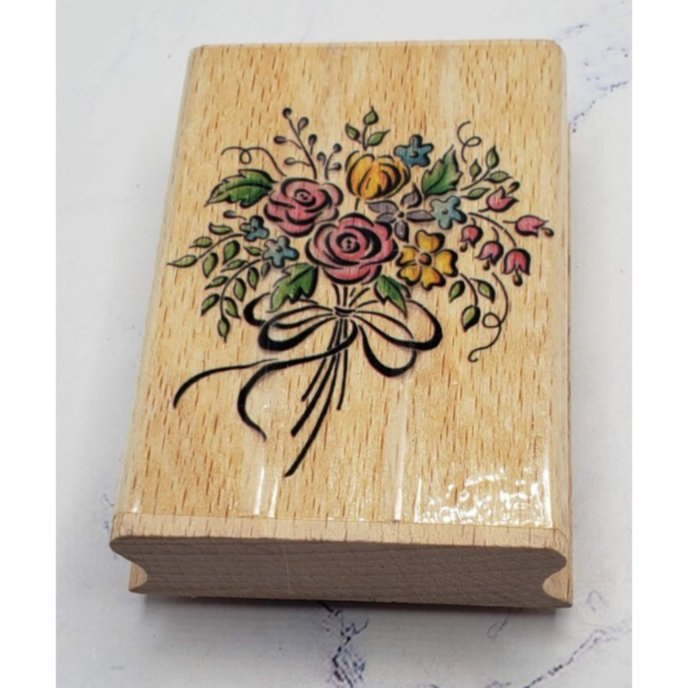 Rose Floral Bouquet StampCraft Wood Mounted Rubber Stamp 440H24